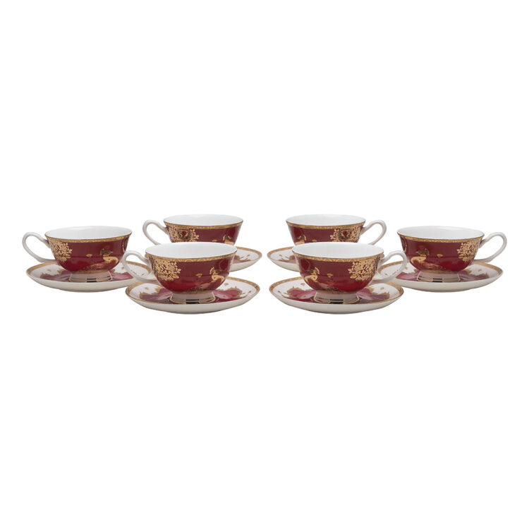 Beauty Home Σετ φλυτζάνια τσαγιού πορσελάνης 12τμχ Eternal Art 7716 Μπορντό