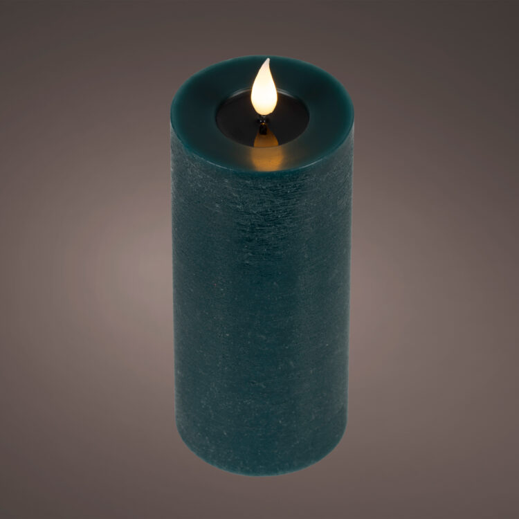 Beauty Home LED Κερί από Κερί Wax με Ρεαλιστική Φλόγα Emerald Ø7.5 x 20 cm