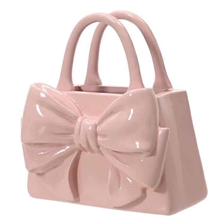 Beauty Home Κασπώ Τσάντα με Φιόγκο Polyresin Ροζ 18