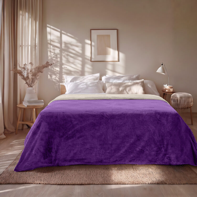 Beauty Home Κουβέρτα υπέρδιπλη διπλής όψεως Art 11601 Jacquard fleece 700gsm Fiesta Plus 220x240 Εκρού