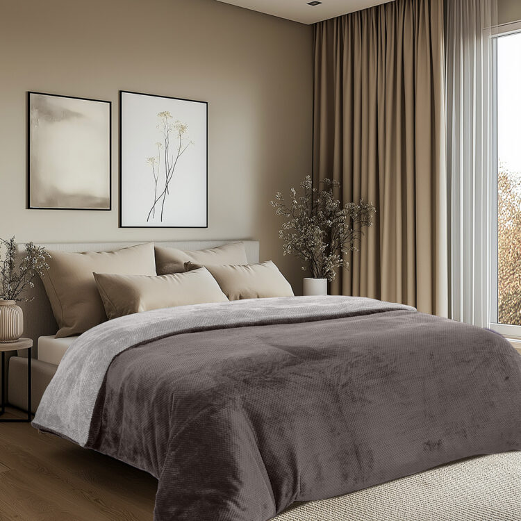 Beauty Home Παπλωματοθήκη υπέρδιπλη διπλής όψεως Art 11602 Jacquard fleece 700gsm Fiesta Plus 220x240 Ανθρακί