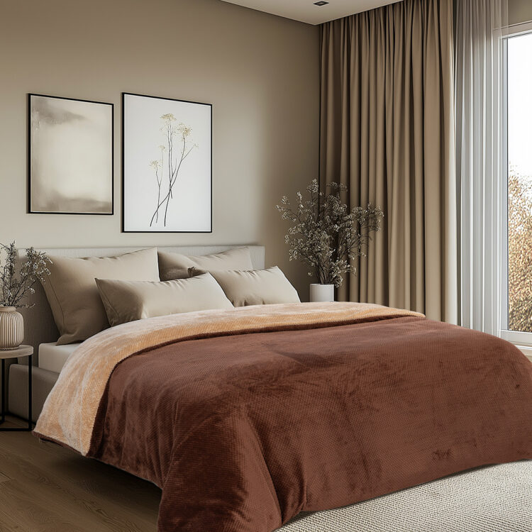 Beauty Home Παπλωματοθήκη υπέρδιπλη διπλής όψεως Art 11602 Jacquard fleece 700gsm Fiesta Plus 220x240 Καφέ