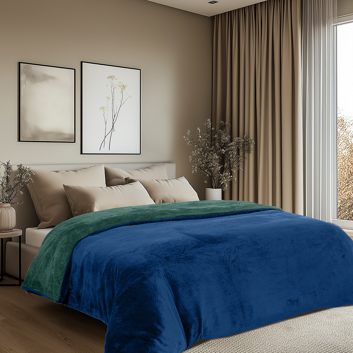 Beauty Home Παπλωματοθήκη υπέρδιπλη διπλής όψεως Art 11602 Jacquard fleece 700gsm Fiesta Plus 220x240 Μπλε
