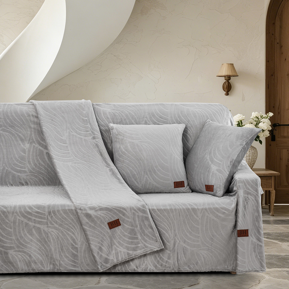 Beauty Home Σετ ριχτάρι 3τμχ Sienna Art 8671 (180x160+180x250+180x300) Γκρι