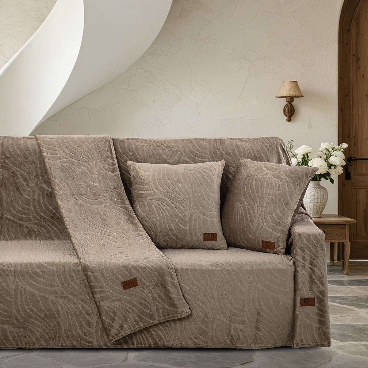 Beauty Home Σετ ριχτάρι 3τμχ Sienna Art 8672 (180x160+180x250+180x300) Μόκα