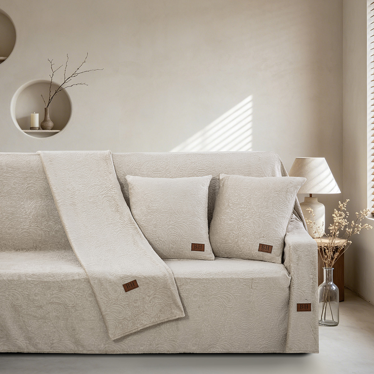 Beauty Home Σετ ριχτάρι 3τμχ Sienna Art 8673 (180x160+180x250+180x300) Μπεζ