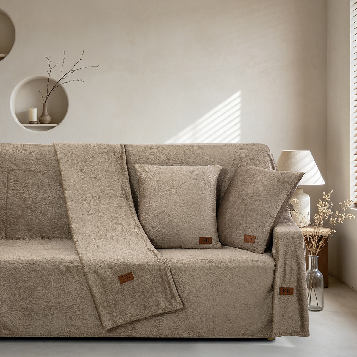 Beauty Home Σετ ριχτάρι 3τμχ Sienna Art 8675 (180x160+180x250+180x300) Μόκα