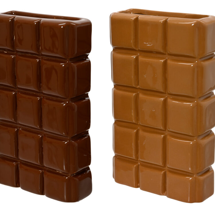 Beauty Home Διακοσμητικό Βάζο Κεραμικό Σοκολάτα Gingerbread 2 Χρώματα – Τυχαία Επιλογή 10 x 4 x 16 cm