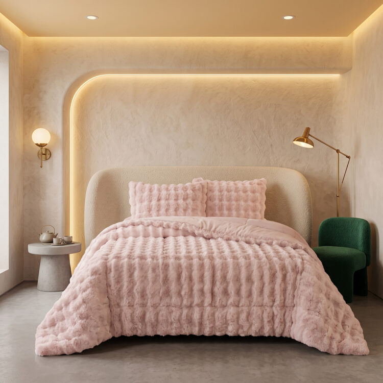 Beauty Home Κουβερτοπάπλωμα γούνινο υπέρδιπλο Art 12664 220x240 Ροζ