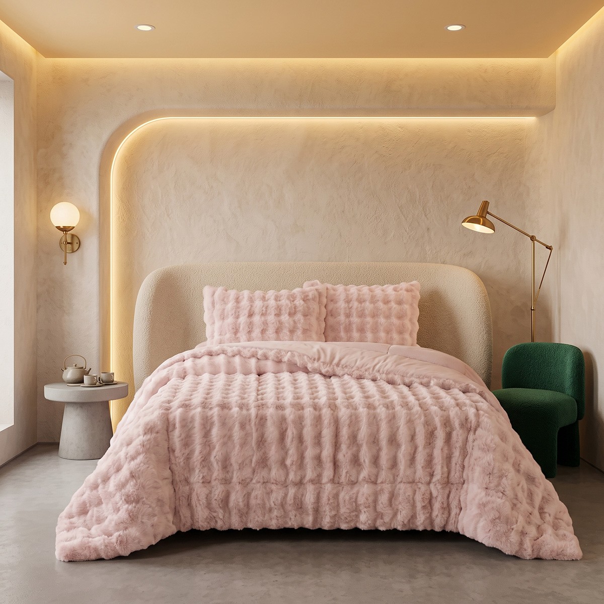 Beauty Home Κουβερτοπάπλωμα γούνινο υπέρδιπλο Art 12664 220x240 Ροζ
