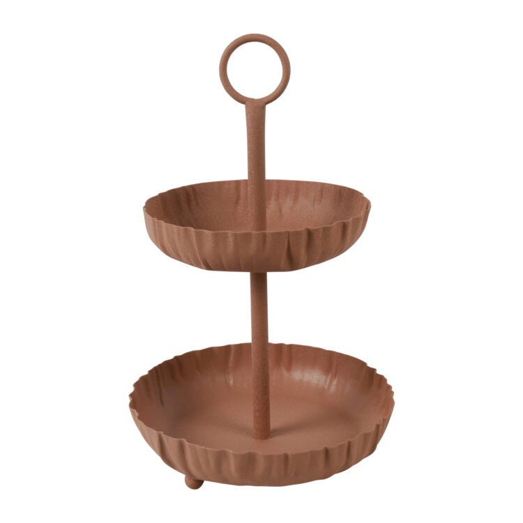 Beauty Home Δίσκος 2όροφος μεταλλικός terracotta 25x40cm