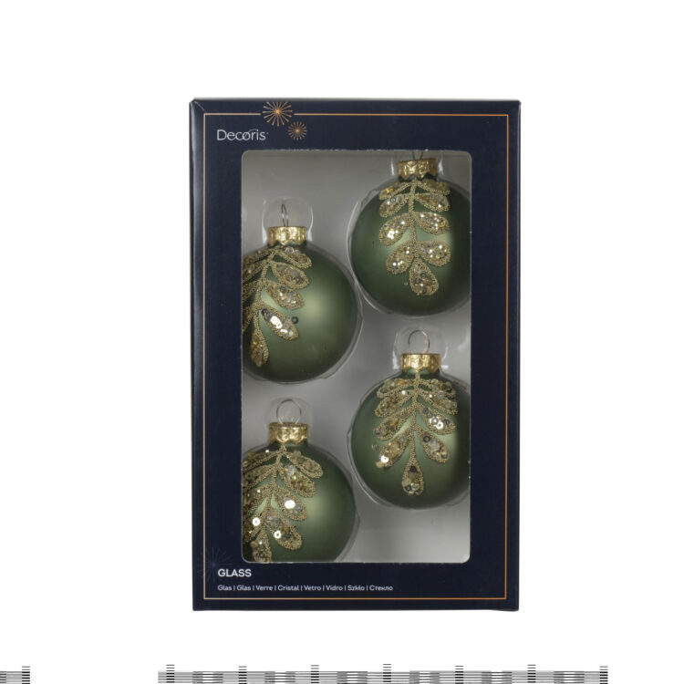 Beauty Home ΓΥΑΛΙΝΕΣ ΜΠΑΛΕΣ ΜΕ ΣΧΕΔΙΟ 6 CM ΣΕΤ 4 ΤΜΧ