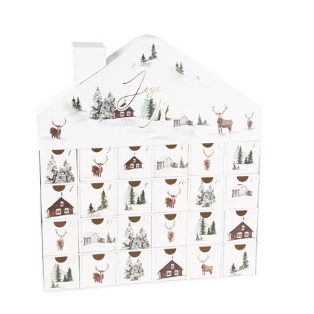 Beauty Home Advent Calendar με Συρτάρια – Σχέδιο Σαλέ και Τάρανδοι 36 × 32